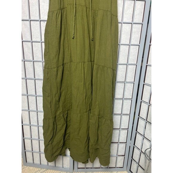 TAHARI Boho MAXI DRESS Sleeveless, High neck, Tiered Hem Green size small - Picture 4 of 9